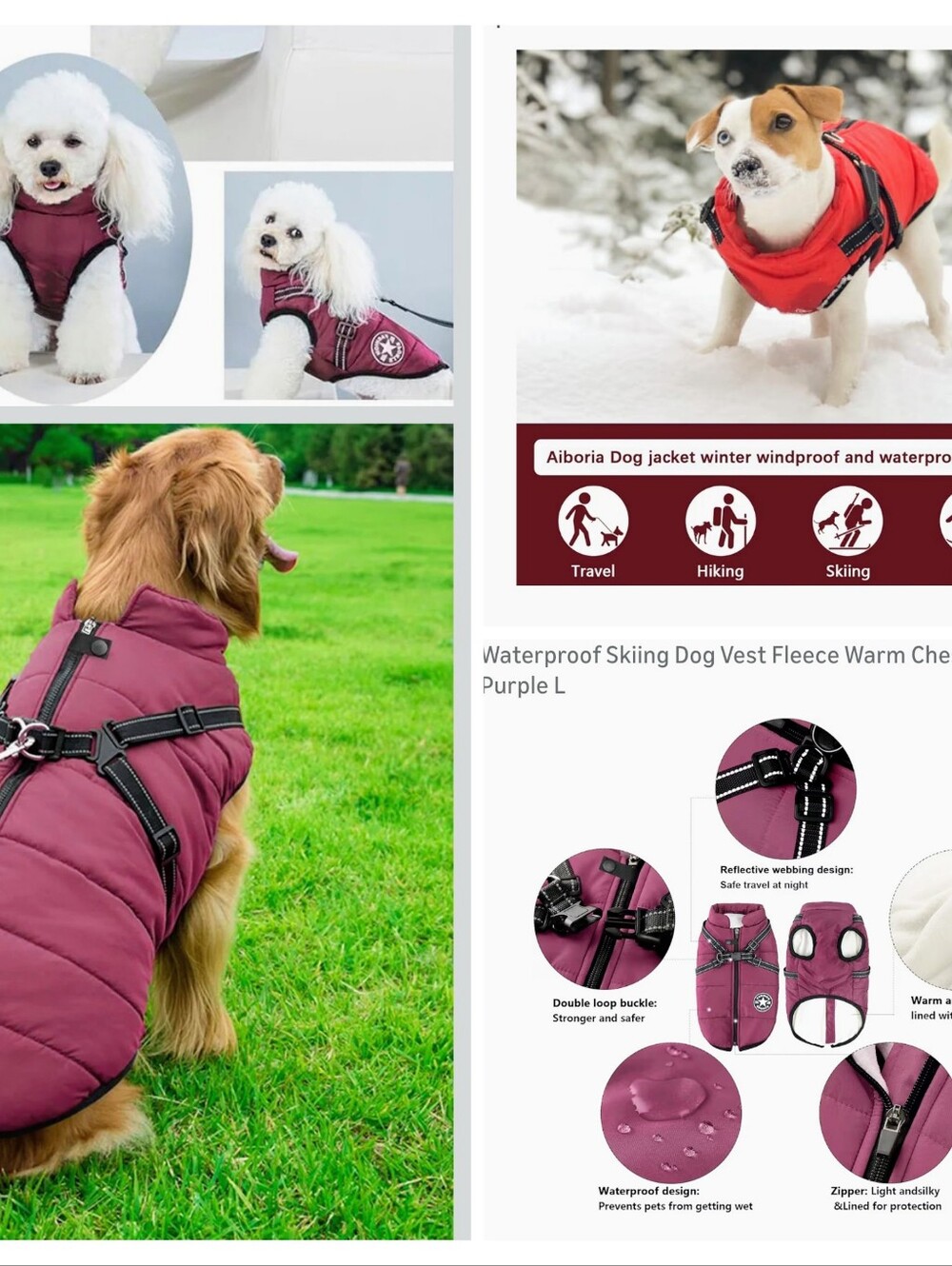 Insulated Wine Purple Dog Jacket (50lb)
